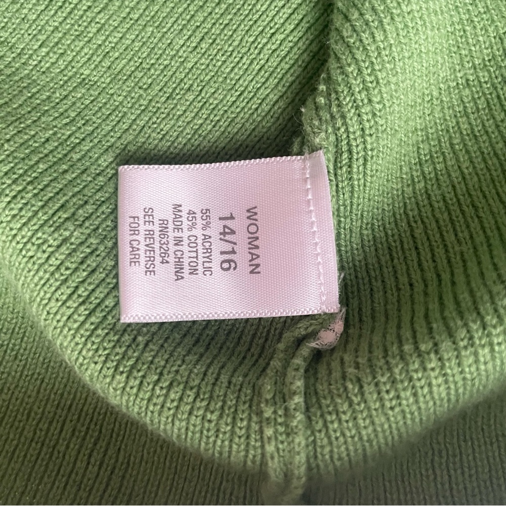 Lime Green Dressbarn 3/4 Sleeve Square Neck Soft Cotton Blend Sweater Top Blouse - Picture 7 of 8